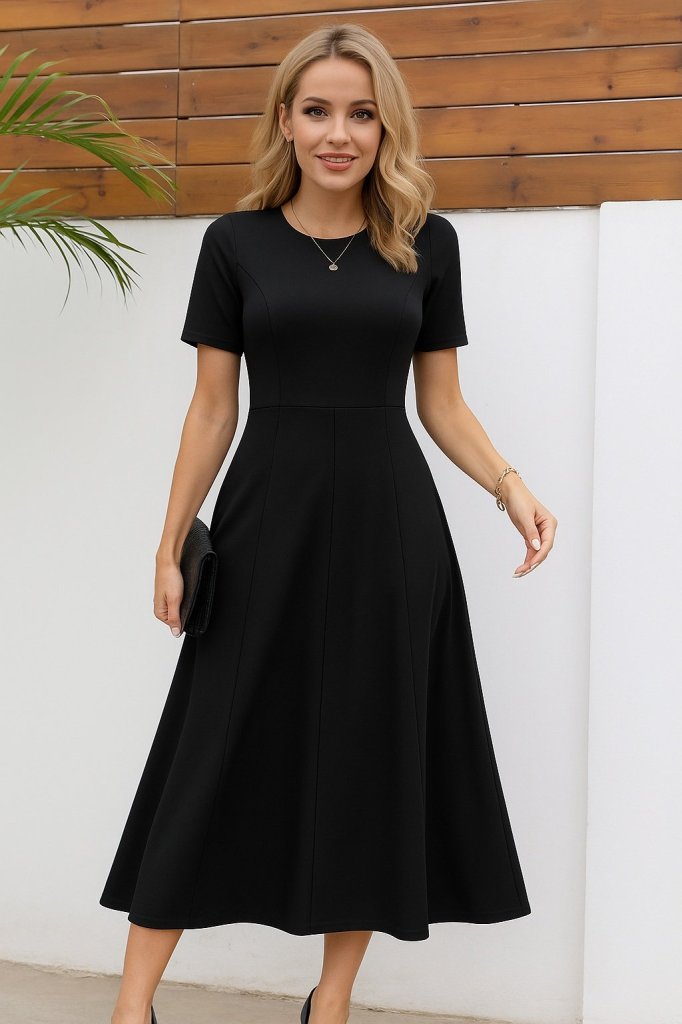 Girince 189194 Women's Short-Sleeve Crew-Neck Maxi Dress