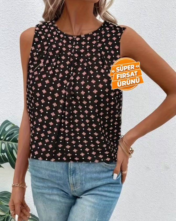 Girince 189143 Women's Printed Sleeveless Blouse