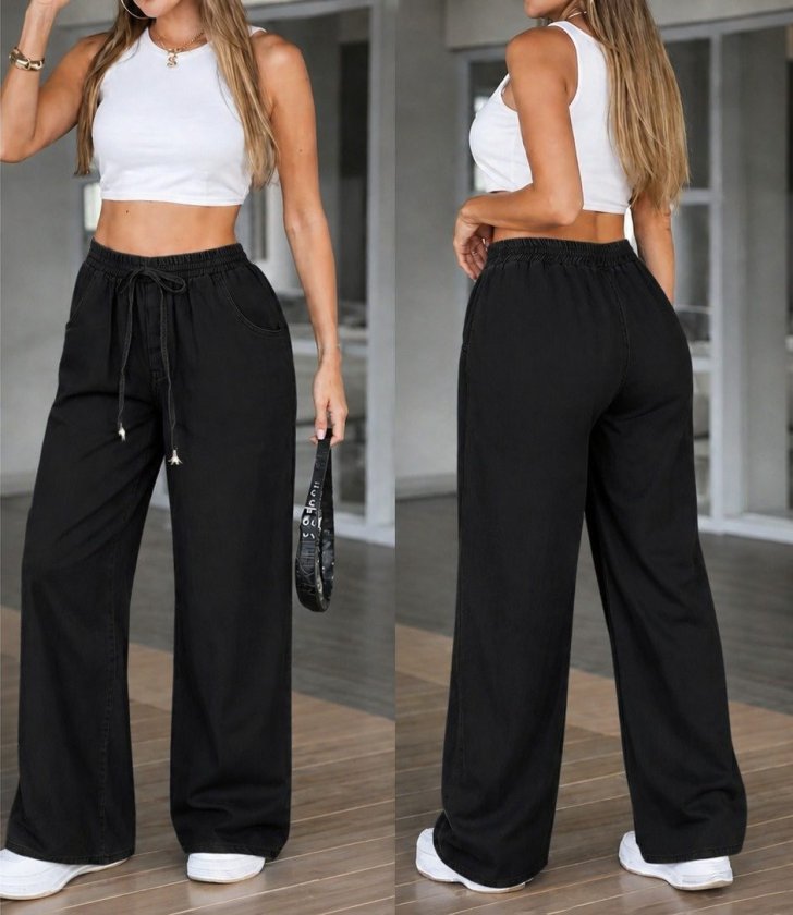 Girince 189056 Women's High-Waisted Drawstring Jeans