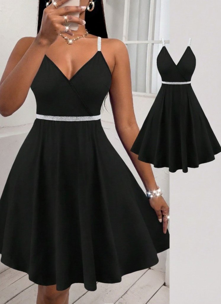 Girince 188747 Women's V-Neck Short Flared Dress