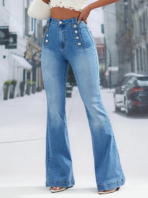 Girince 188537 Women's High-Waisted Wide-Leg Jeans