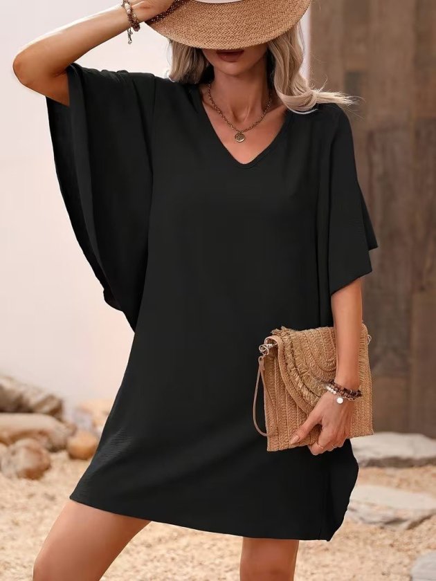 Girince 188139 Women's Short-Sleeve V-Neck Short Dress