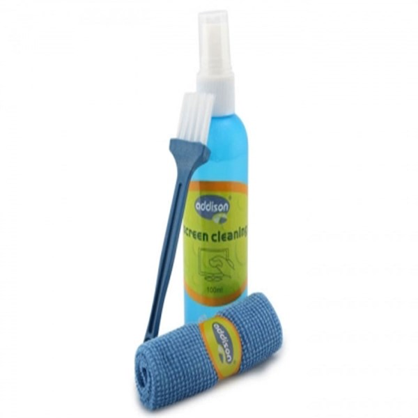 Addison 300782 100ml Sprey + Fiber Bez+Fırça Lcd Ekran Temizleme Seti.