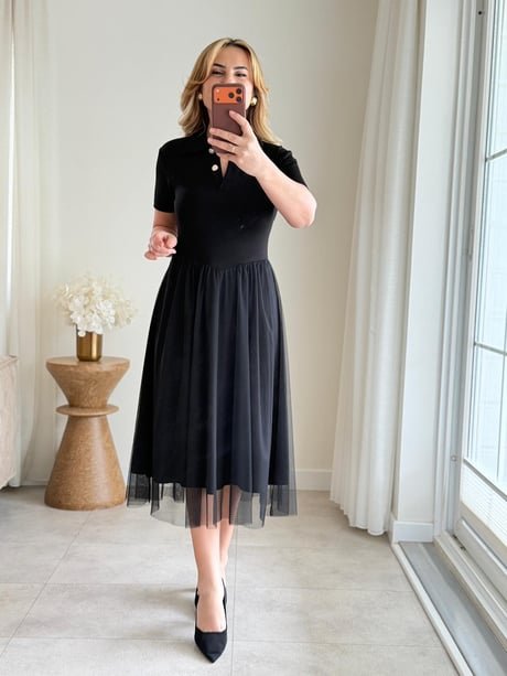 Girince 187983 Women's Viscose Dress with Tulle Skirt