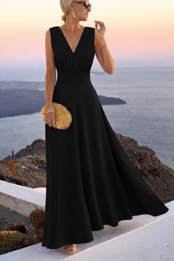 Girince 187931 Women's Long V-Neck Strappy Dress