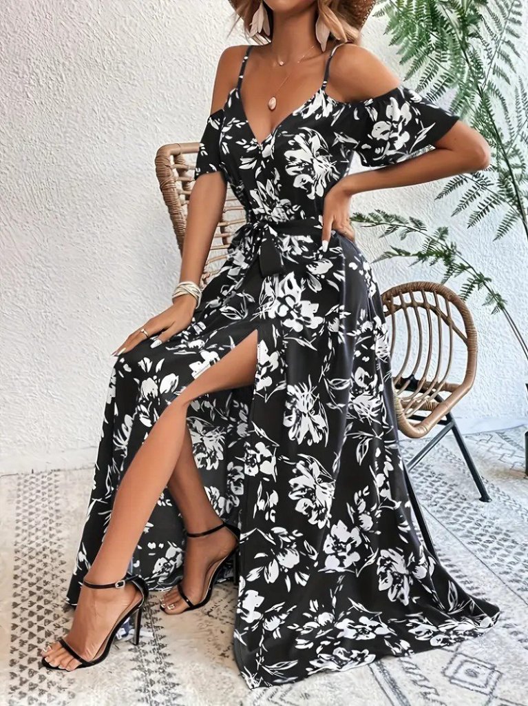 Girince 187831 Women's Printed Slit Dress