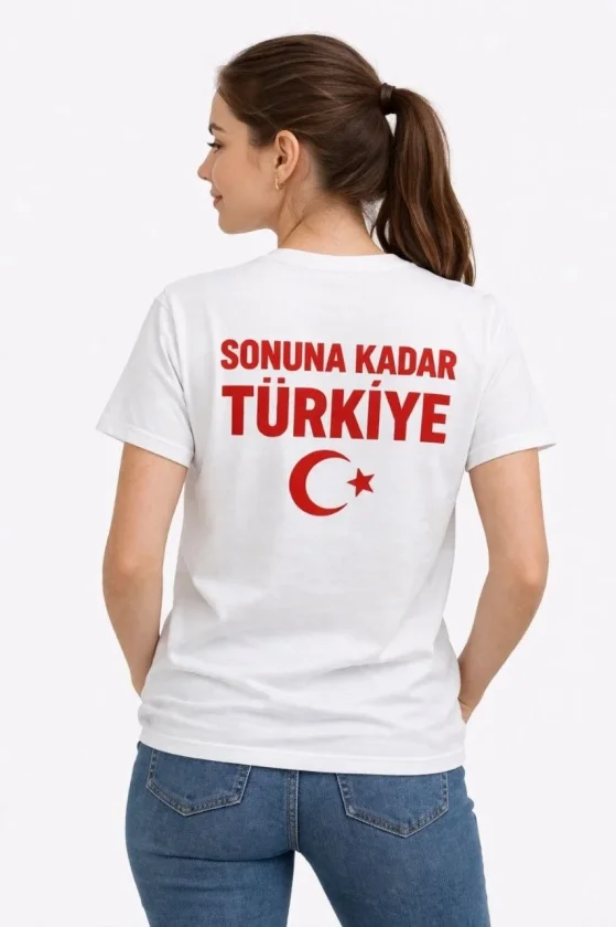 Girince 186739 Türkiye Flag Print Fan T-Shirt, White