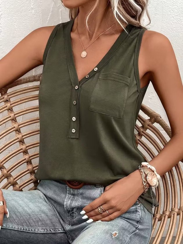 Girince 186230 Women's Sleeveless Button-Front Blouse