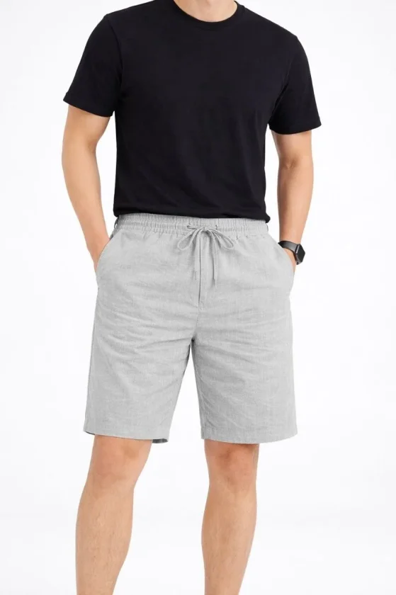 Girince 186161 Men's Grey Linen Shorts