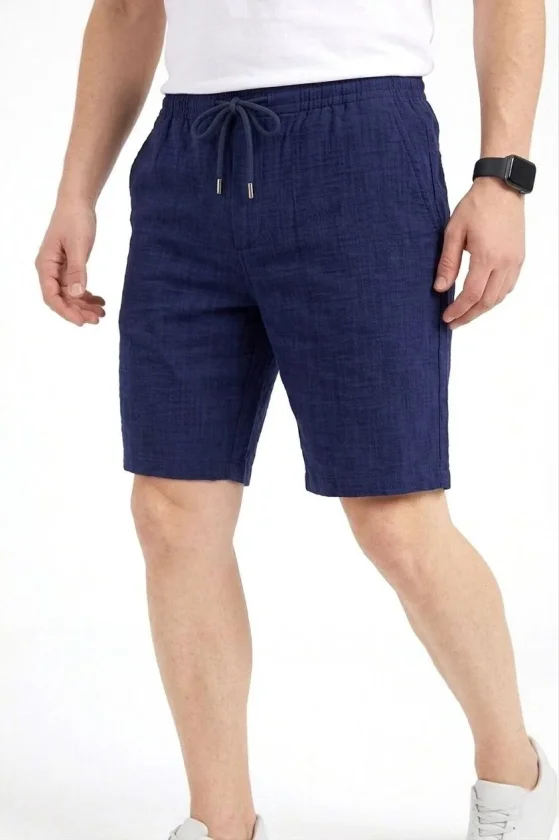 Girince 186160 Men's Linen Shorts - Navy