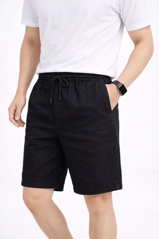 Girince 186159 Men's Linen Shorts, Black