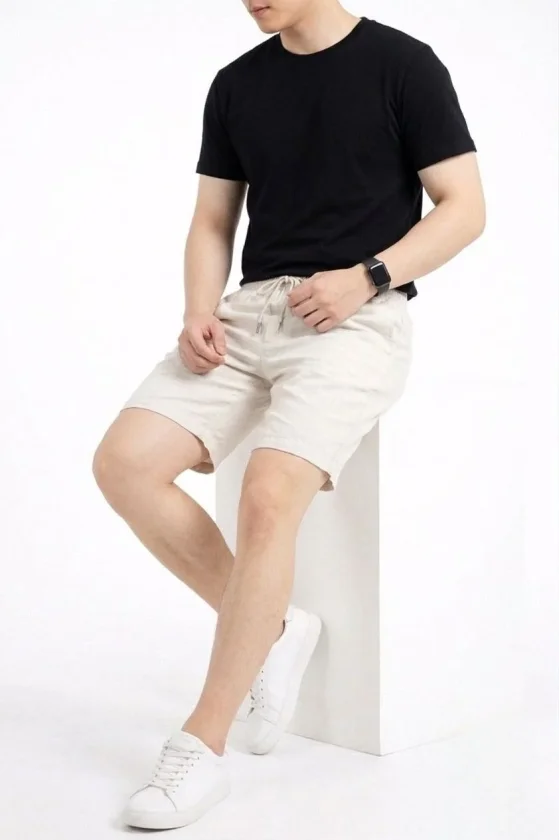 Girince 186158 Men's White Linen Shorts
