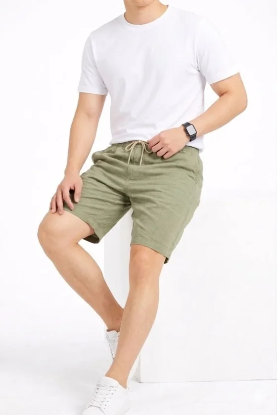 Girince 186157 Men's Linen Shorts, Mint Green