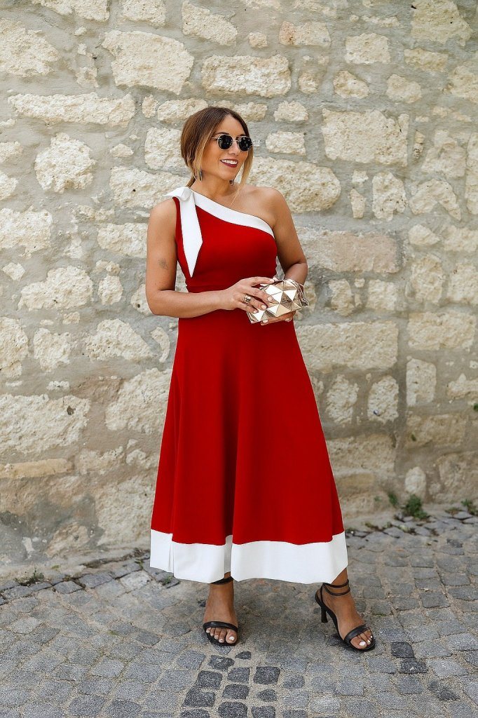 Girince 186102 One-Shoulder Two-Tone Dress