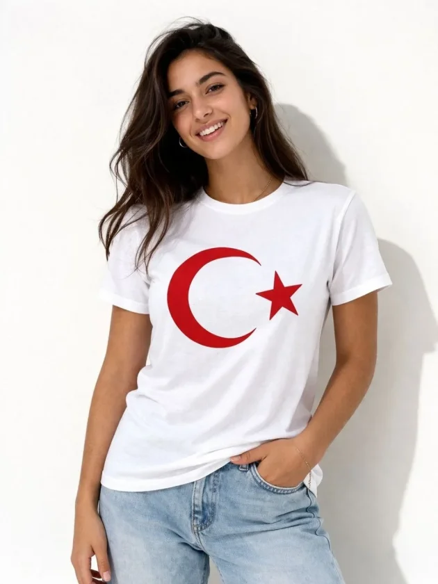 Girince 186085 White Short-Sleeve Moon and Star T-Shirt