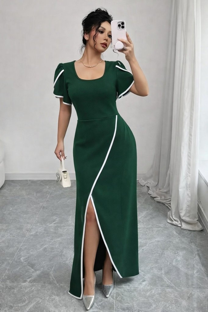 Girince 186050 Women's Short-Sleeve Crepe Dress