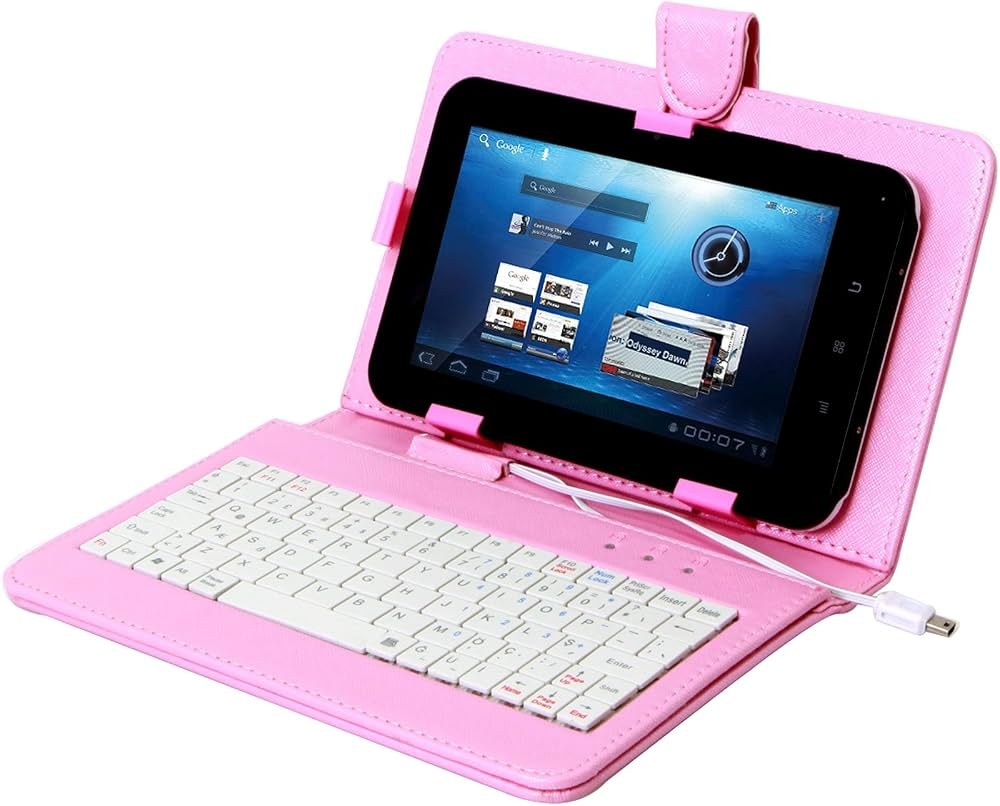 Everest KB-TAB07 7'' Pembe Micro+Mini Usb Türkçe Q Klavye Tablet Pc Kılıfı