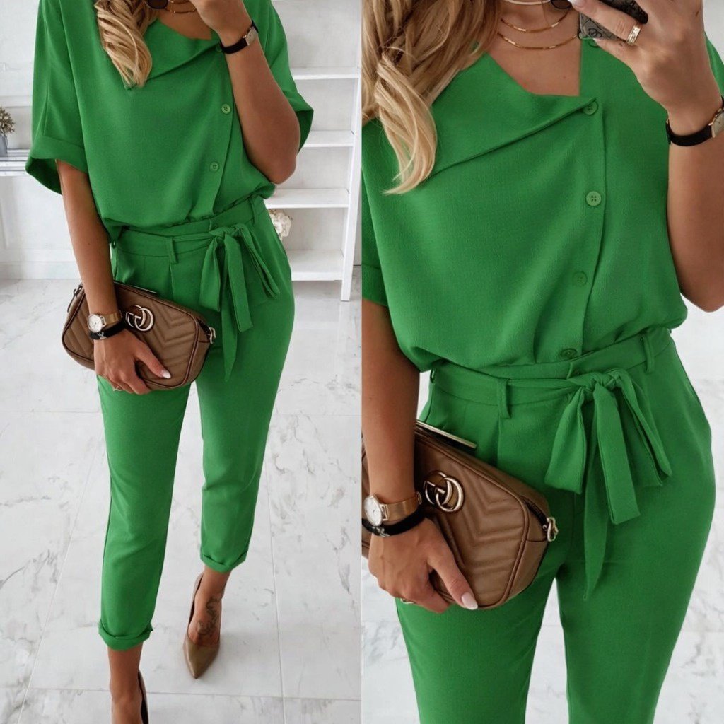 Girince 185807 Women's Short-Sleeve Blouse and Trousers Set