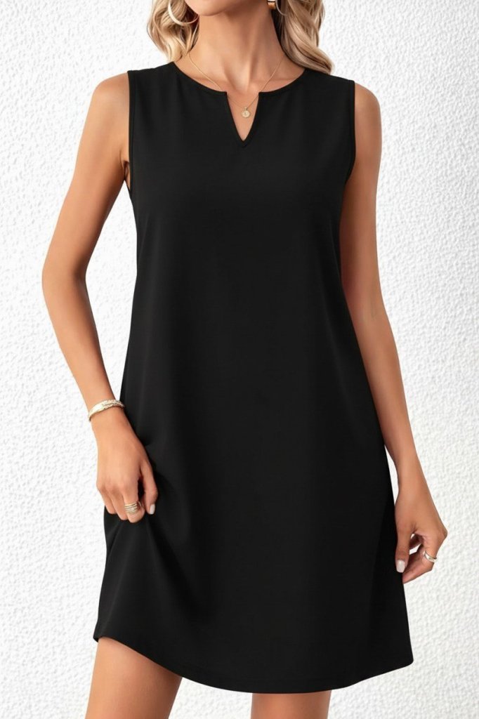 Girince 185714 Women's Strappy V-Neck Mini Crepe Dress