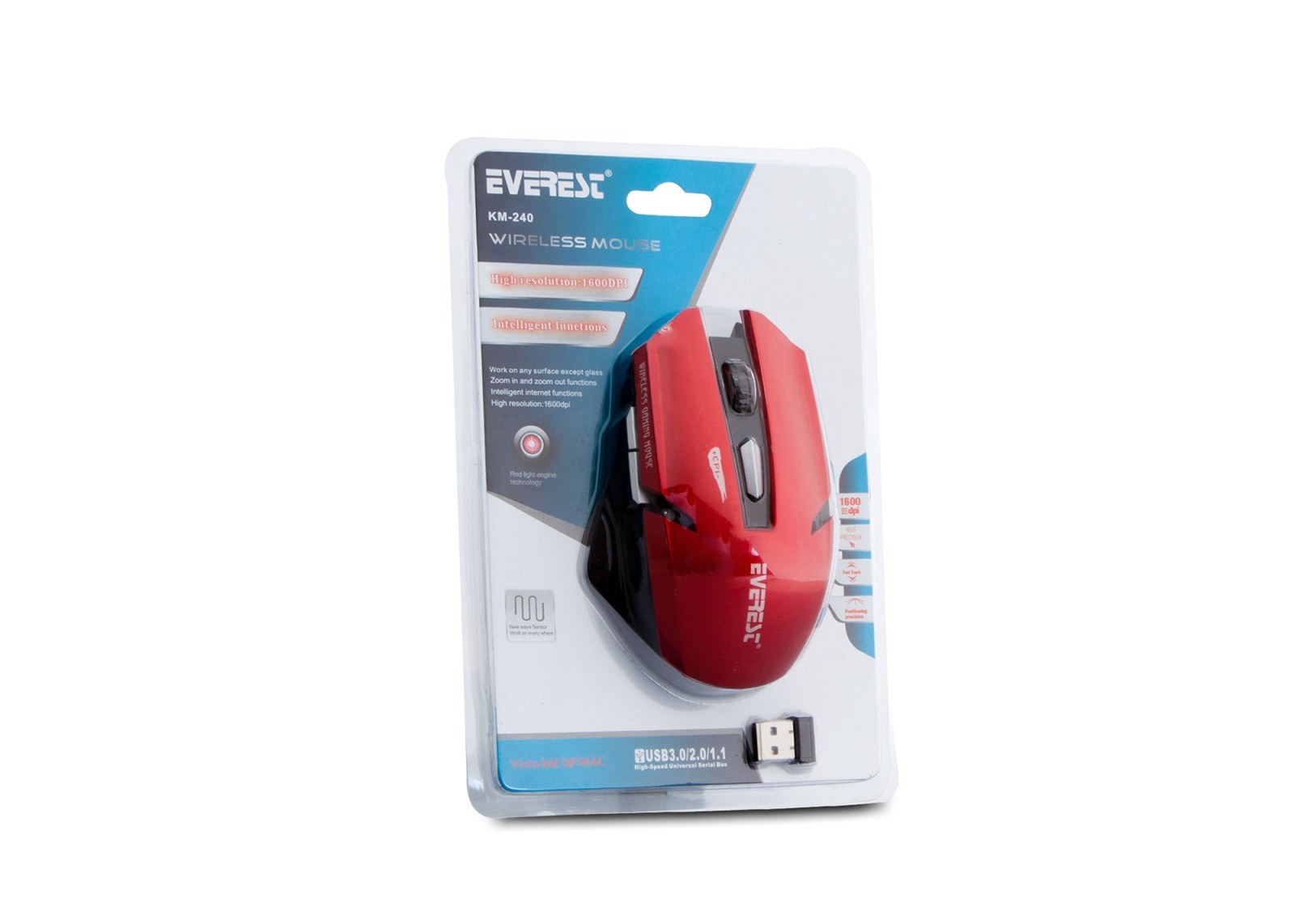 Everest KM-240 Usb Kırmızı 2.4Ghz Optik Kablosuz M.