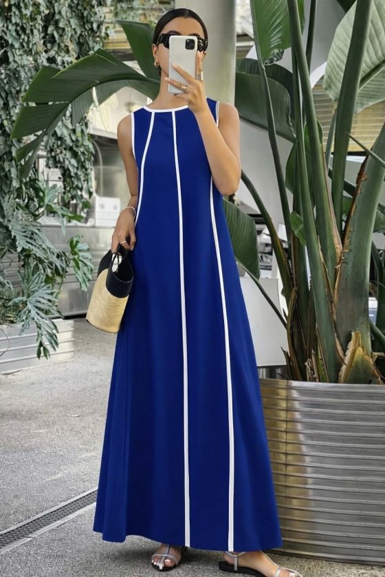 Girince 185002 Long Viscose Dress with Open Shoulders