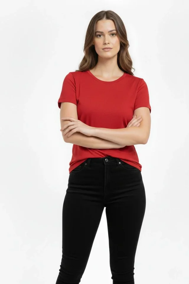 Girince 184434 — красная футболка с круглым вырезом, slim fit