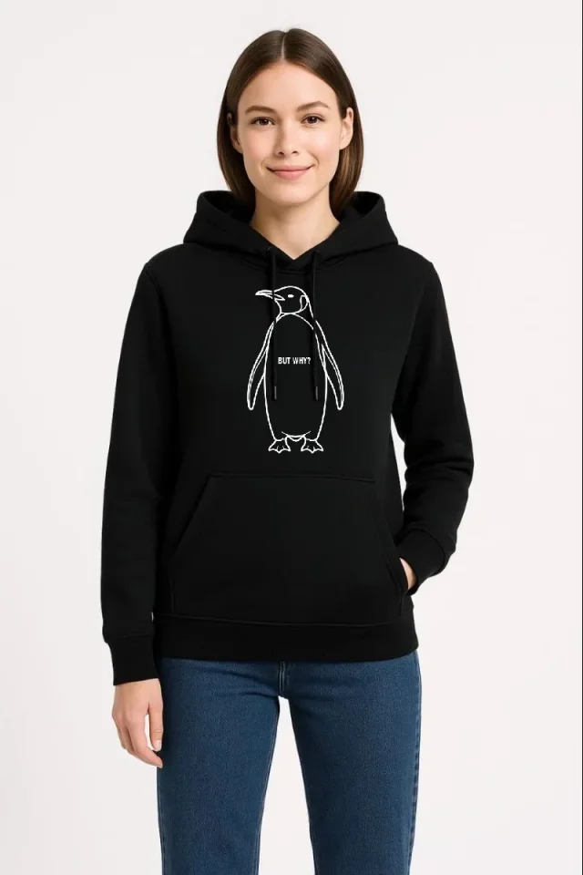 Girince 182731 Nihilist Penguin Oversized Hooded Sweatshirt - Black