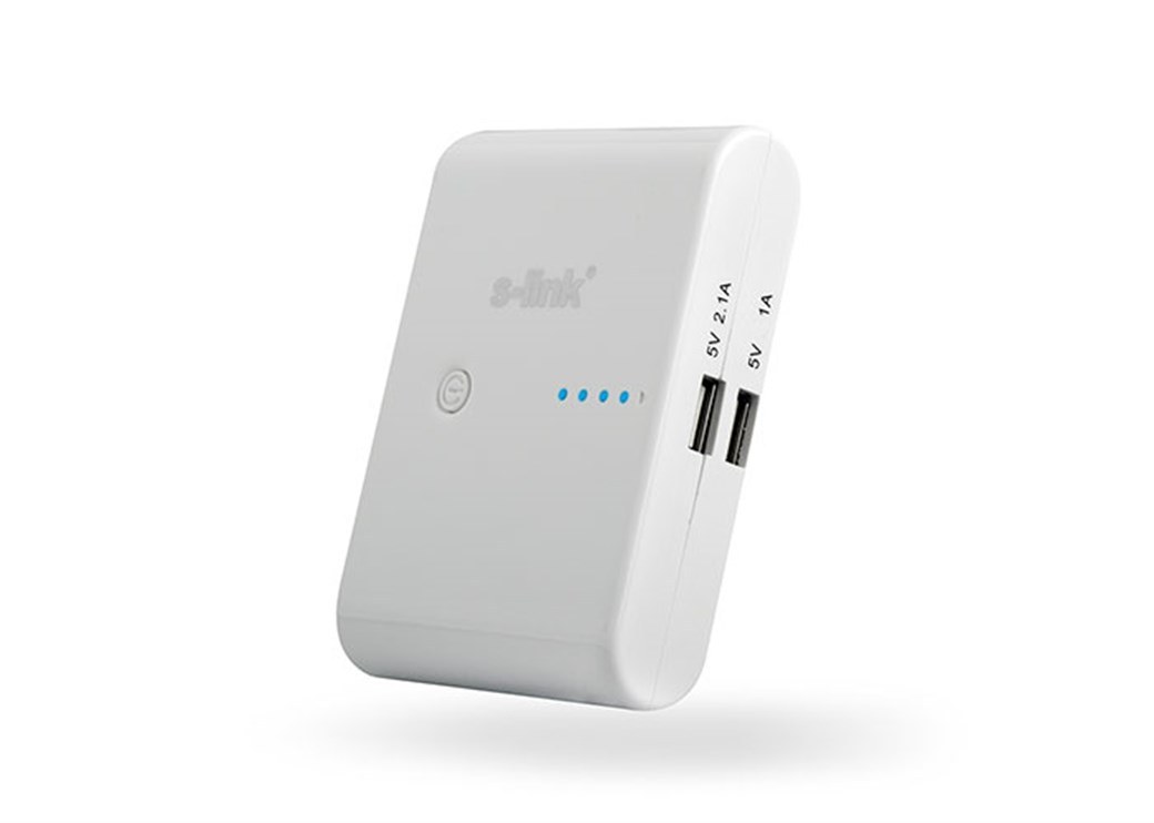 S-Link IP-1044 10400mAh Dual USB Power Bank, White