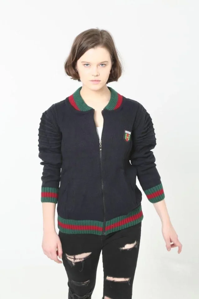 Girince 179408 Full-Zip Knitted Cardigan - Navy
