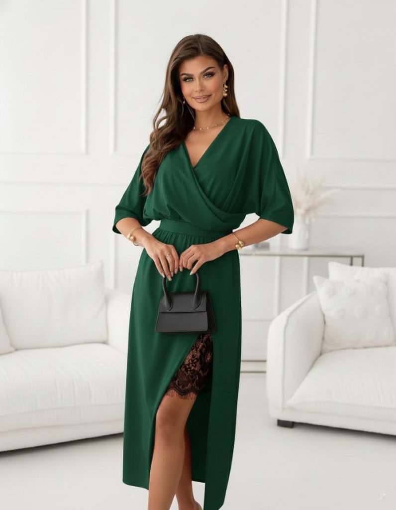 Girince 179356 Women's Long-Sleeve Wrap-Neck Midi Dress