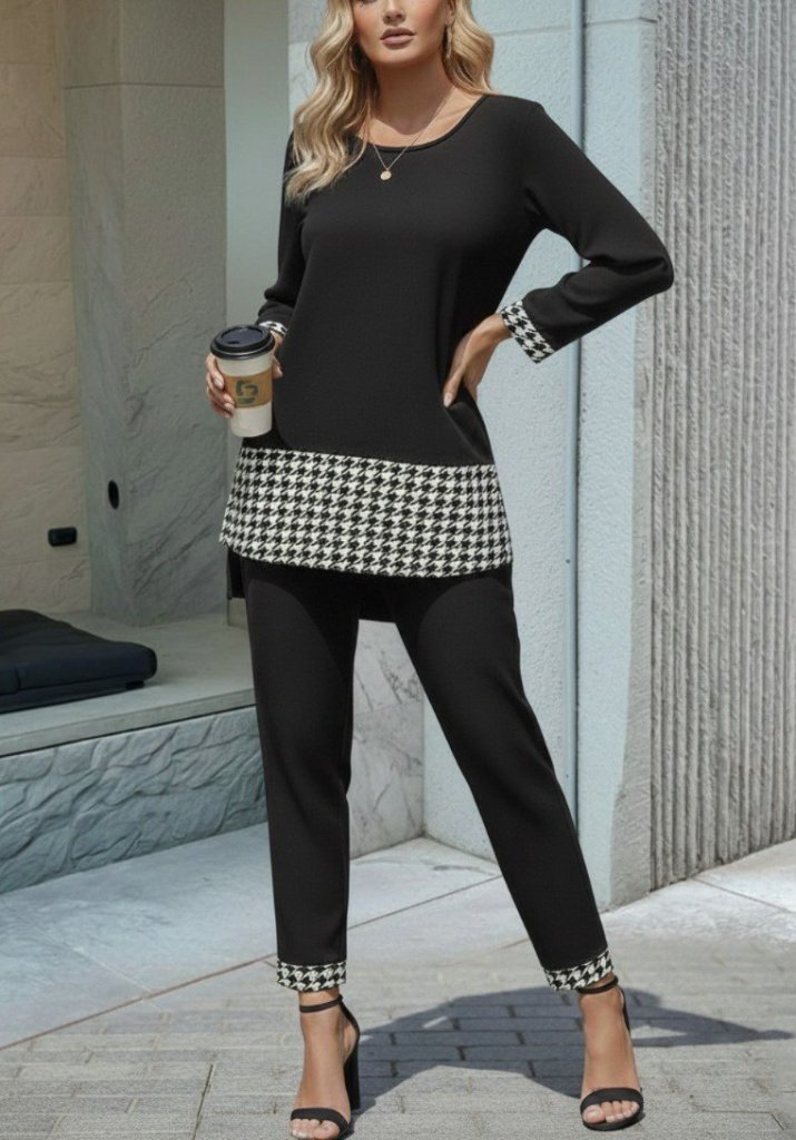 Girince 179100 Women's Long-Sleeve Viscose Two-Thread Top and Trousers Set