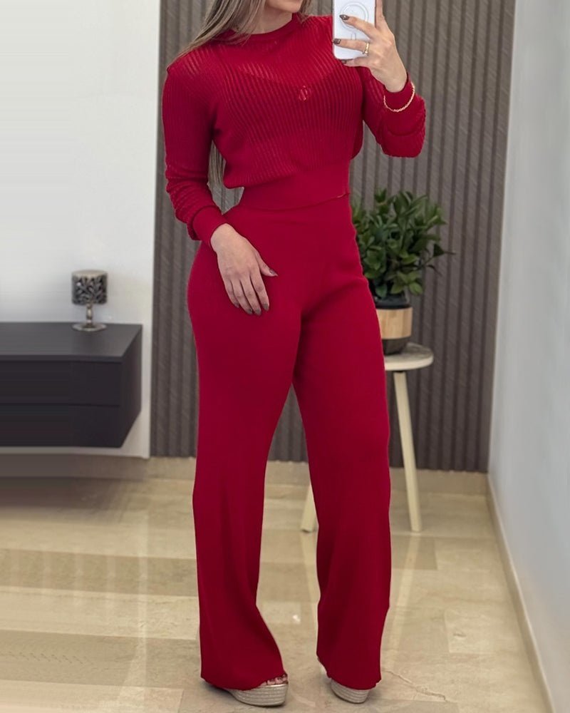 Girince 179079 Women's Knitted Top and Trousers Set