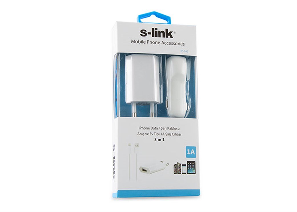 S-Link IP-546 iPhone 5 Home and Car Charger Set with Data Cable