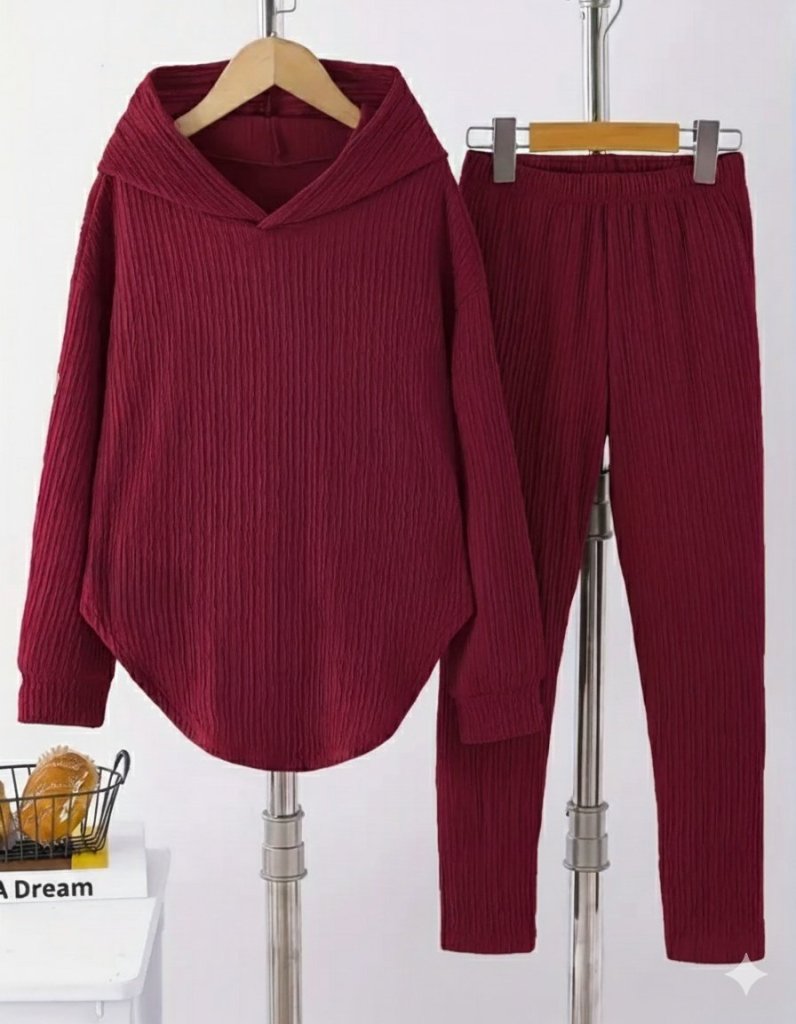 Girince 178774 Women's Long-Sleeve Hooded Blouse and Trousers Set