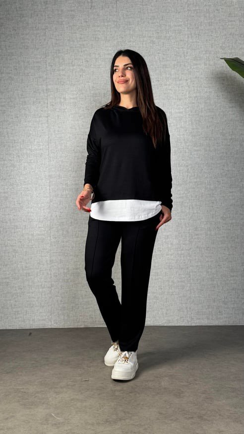 Girince 178763 Women's Hooded Long-Sleeve Blouse and Trousers Set