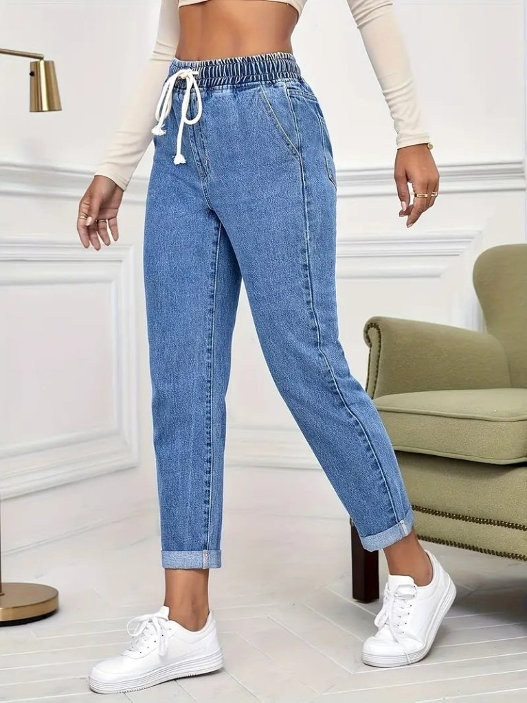 Girince 178585 High-Waisted Tie-Waist Women’s Jeans
