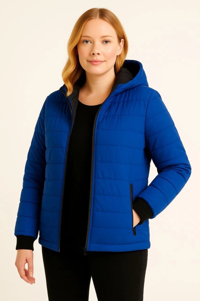 Girince 178516 Hooded Puffer Jacket, Saks Blue