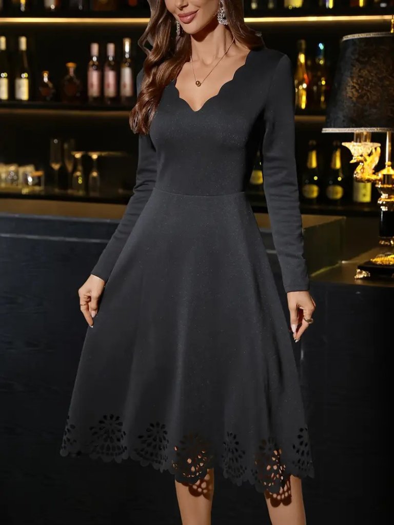 Girince 178493 Women's Long-Sleeve V-Neck Midi Dress