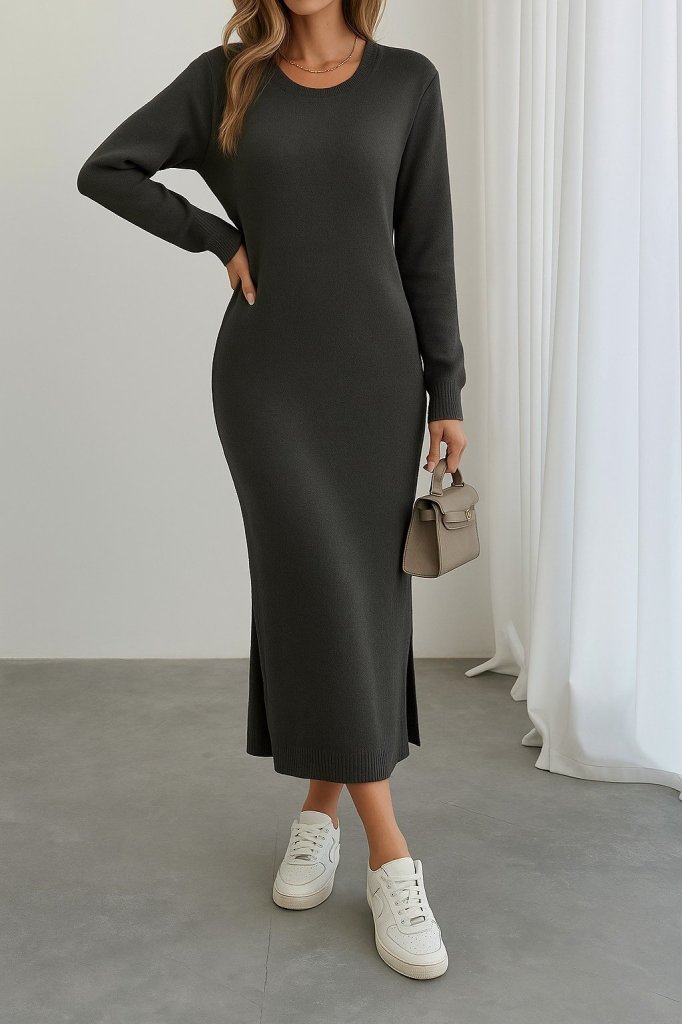 Girince 175459 Women's Long-Sleeve Knit Midi Dress