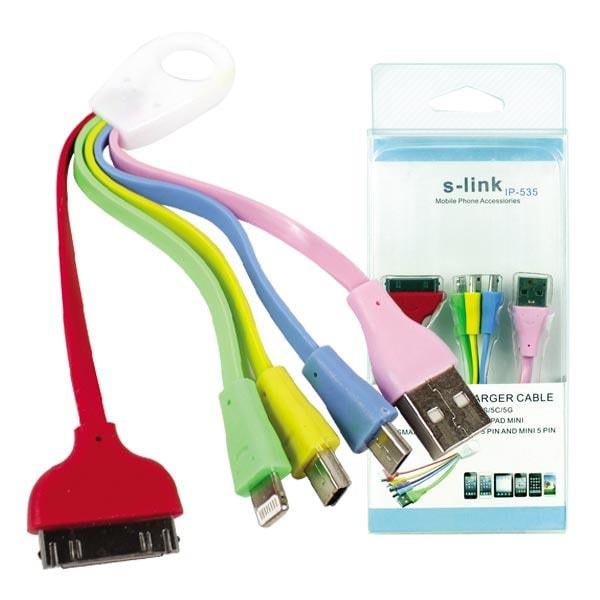S-Link IP-535 iPhone 4/5 + Micro + Mini USB 4-in-1 Data and Charging Cable