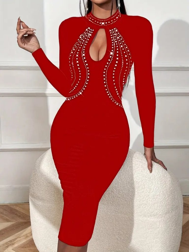 Girince 174986 Women's Long-Sleeve Turtleneck Midi Dress
