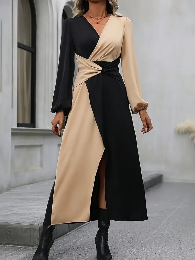 Girince 174984 Women's Long-Sleeve Wrap-Neck Midi Dress