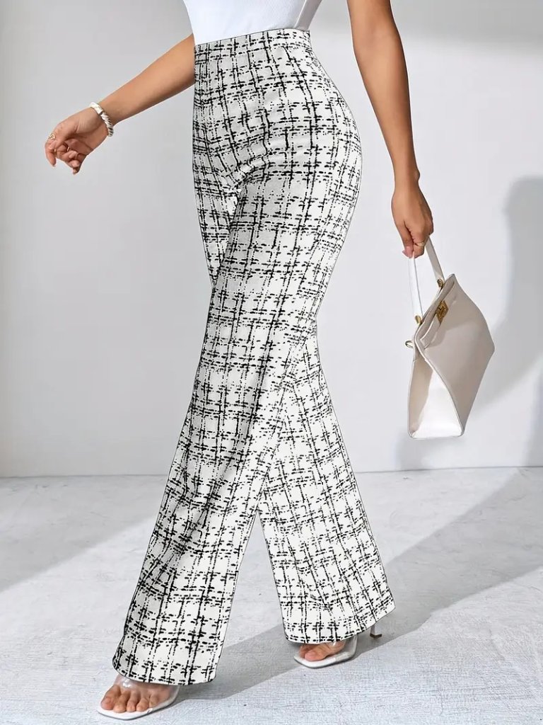 Girince 174560 Women's High-Waisted Wide-Leg Woven Trousers