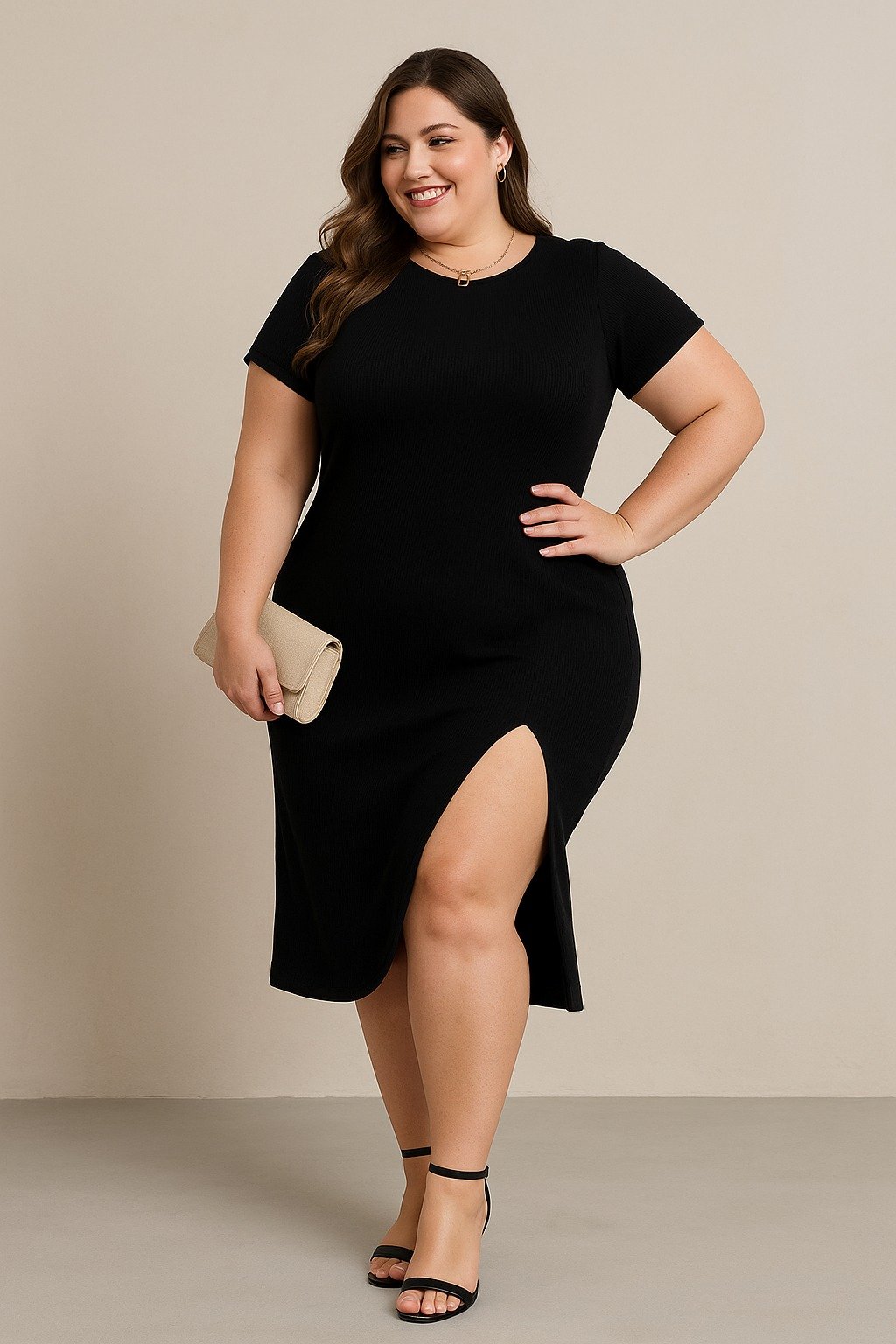 Girince 170678 Plus-Size Short-Sleeve Viscose Dress
