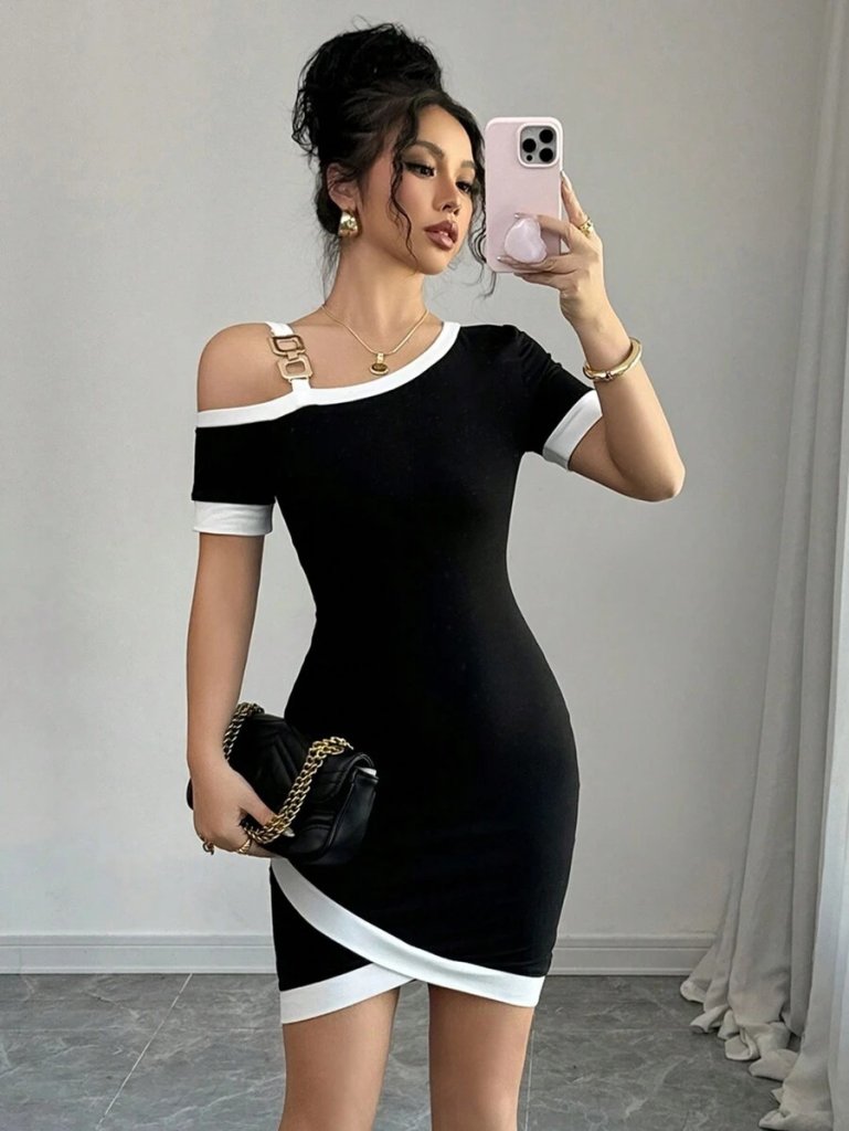 Girince 169528 Women's Short-Sleeve Asymmetric Modal Dress