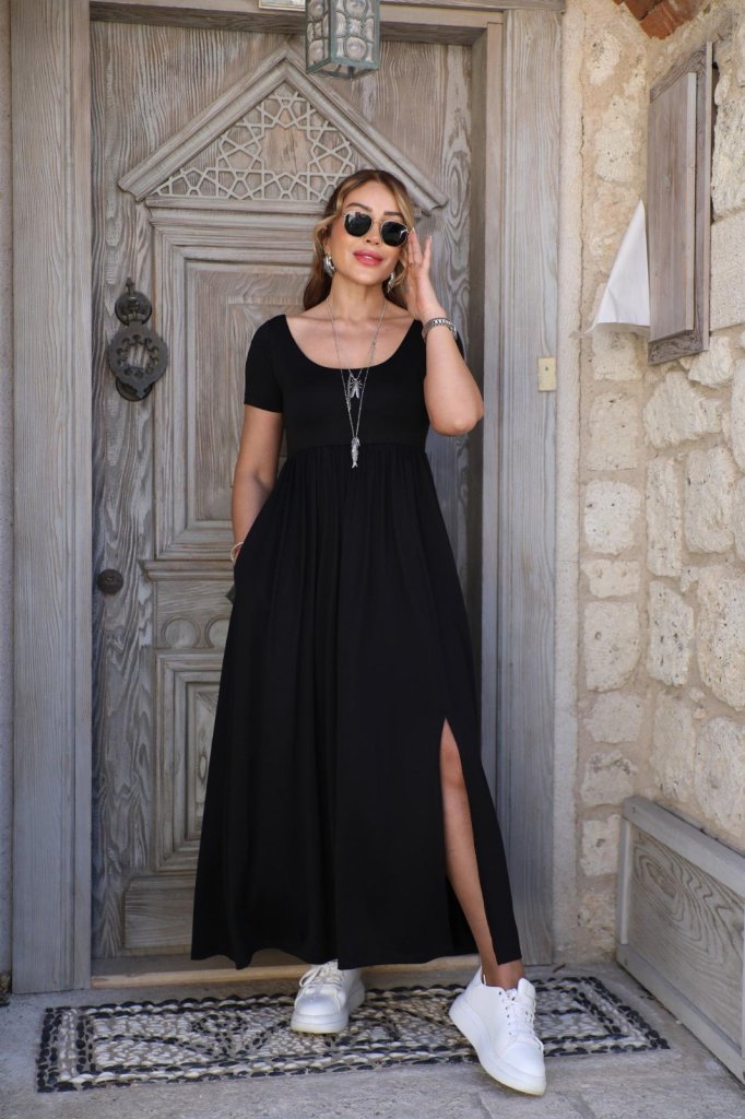 Girince 164995 Women's Short-Sleeve Viscose Maxi Dress