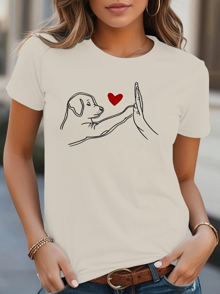 Girince 164588 Women’s Short-Sleeve Viscose Dog-Print Blouse