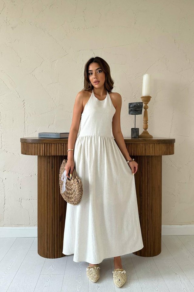 Girince 164572 Beige Linen Dress