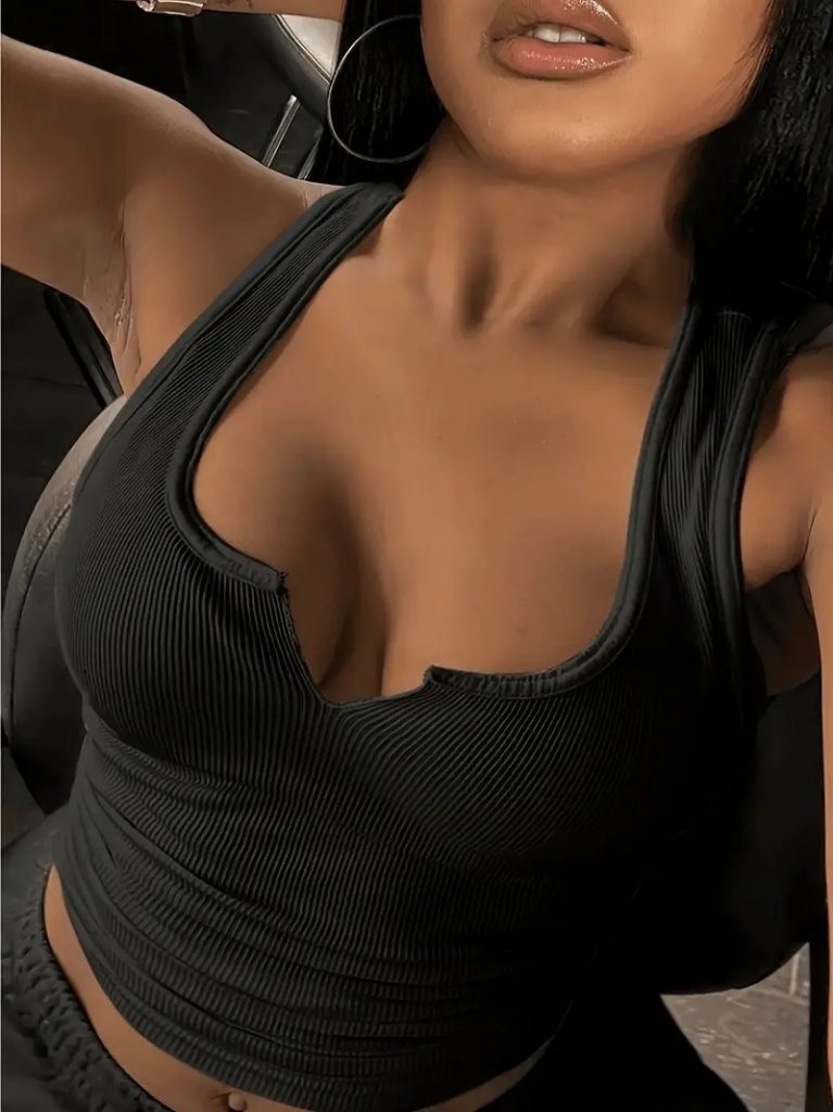 Girince 164086 Women's Sleeveless V-Neck Ribbed Blouse