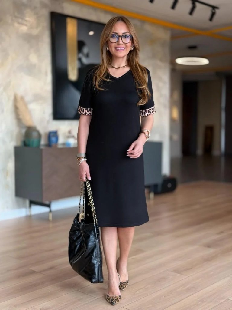 Girince 163490 Women's Short-Sleeve V-Neck Midi Dress